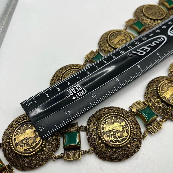 RARE Joseff Of Hollywood Necklace Asian Motif  Faux Chrysoprase 32” long - Picture 5 of 14